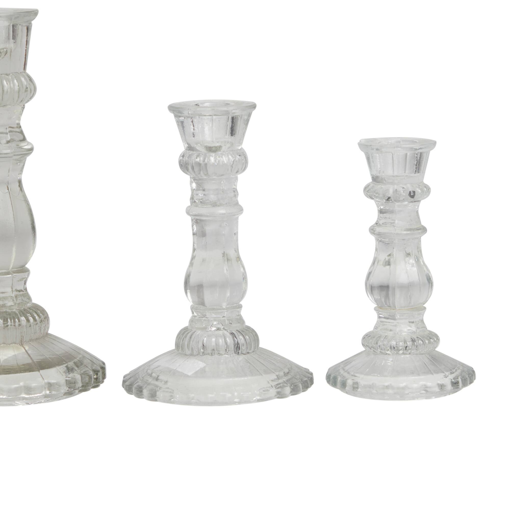 Clear Glass Candle Holder Set